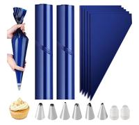 DXLing 100 Piezas Mangas Pasteleras Desechables 52cm Extra Grandes Bolsas de Manga Pastelera Desechables Gruesas con 6 Boquillas en Acero Inoxidable y 1 Adaptadores para Decoración Pasteles Cupcakes