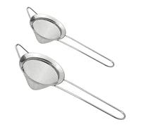DXLing 2 coladores cónicos de acero inoxidable, malla fina, 2 tamaños, con mango y borde para filtrar bebidas, té, zumo