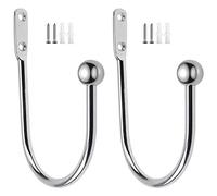 DXLing 2 Piezas Gancho para Sujeciones de Cortinas metálicas Cortina Tieback Hook Bolas Metal Cortina Abrazadera para Alzapaños y Ganchos de Cortinas Pinzas Decorativos Gancho Trasero - Cromo
