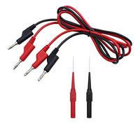 DXLing 2 Sonda de prueba de multímetro digital Sonda de Prueba de Aguja de Acero Inoxidable Conector con Multímetro Cables de prueba para Enchufe de Plátano Sondas 4mm Conector - Negro y Rojo