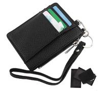 DXLing Cartera Pequeña con Bloqueo RFID Tarjetero Slim para Tarjetas de Crédito Cartera Tarjetero Hombre de Cuero Negro Billetera Delgada Cartera con Monedero con Cremallera para Hombre y Mujer