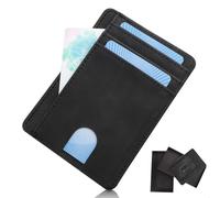 DXLing Cartera Pequeña con Bloqueo RFID Tarjetero Slim para Tarjetas de Crédito Cartera Tarjetero Hombre de Cuero Negro Billetera Delgada para Hombre y Mujer