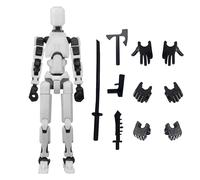 Dxmcgttbd Figura de acción T13,Figuras De Acción Impresas En 3D,Figuras de acción con múltiples articulaciones,Decoraciones Escritorio, Robot móvil multiarticulado con maniquí Impreso en 3D (Blanco)