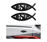 DXNQ 2 piezas de calcomanía adhesiva en forma de pez Jesús, emblema cromado 3D para coche con símbolo cristiano de pez Jesús, calcomanías de fe en forma de pez, emblemas de metal religiosos para