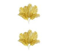 Dxoniislh 16 Piezas de Hojas de Palma Doradas Artificiales, Hojas de Plantas Doradas Realistas, Hojas de Palma Tropicales Doradas, DecoracióN de Hojas Doradas Falsas