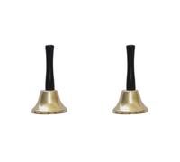 Dxoniislh 2X Campana de Mano de Acero Dorado, Alarma de Campana de Llamada Fuerte, Amores Familiares, Campanas de Mano Musicales, Campanas de Vaca con Agarre de -A