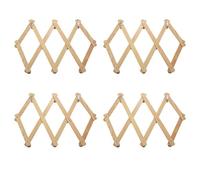 Dxoniislh Colgador de Pared de Acordeón 10 Paquete de 4 Pared de Madera Natural Montado Expandible Percha de Perchero de Acordeón Paquete de 4