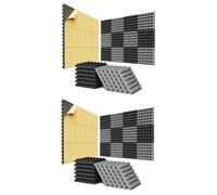 Dxoniislh Paquete de 24 Paneles de Espuma una Prueba de Sonido Autoadhesivos Paneles AcúSticos de 2 X 12 X 12 Pulgadas