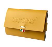 DXP-Piccolo Giocondo Cartera 100% Italiana Hecho de Piel Nappa, para Tarjetas de Crédito y Billetes con Sistema de Antirrobo, Super Ligera para Hombres y Mujeres-Amarillo