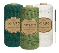 DXRPO Hilo Macrame 3 Unidades de 3 mm x 100 m, Cuerda Macrame de Algodón para Manualidades, Plantas Colgantes, Navidad, Decoración Bohemia (Naturaleza,Oliva,Verde Oscuro)