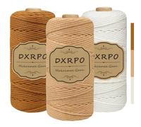 DXRPO Hilo Macrame 3 Unidades de 3 mm x 100 m, Cuerda Macrame de Algodón para Manualidades, Plantas Colgantes, Navidad, Decoración Bohemia (Natural, Marrón, Marrón Oscuro)