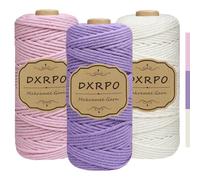 DXRPO Hilo Macrame 3 Unidades de 3 mm x 100 m, Cuerda Macrame de Algodón para Manualidades, Plantas Colgantes, Navidad, Decoración Bohemia (Naturaleza Rosa Púrpura)