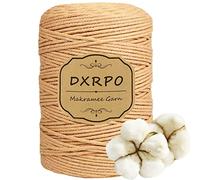 DXRPO Hilo Macrame 3mm x 300m, Cuerda Macrame de Algodón Suave de 4 Hilos, Hilo Macrame 3mm, Macrame Cortinas, Macrame Colgante, Decoracion Paredes de Dormitorio y Boda Decoracion (Marrón)