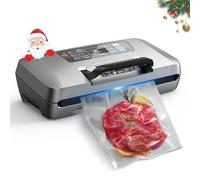 DXstring Envasadora al Vacio Profesional, 95kPa 12-in-1 Embasadoras Vacio Alimentos, Apoyo al Proceso de Envasado al Vacío Continuo, Doble sellado, Uso con Una Sola Mano, con 1 Rollo & 10 Bolsas