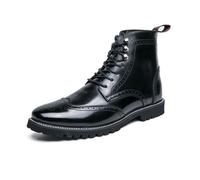 DXSYGMBN Botas Brogue de Cuero para Hombre Botines Clásicos con Cordones Wingtip Botas de Combate para Negocios Boda Casual Trabajo Moda,Negro,45 EU