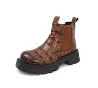 DXSYGMBN Botas Chelsea para Hombre Efecto Cocodrilo Botines de Cuero Suela Gruesa Zapatos Casuales Punk Gothic Antideslizante,Marrón,46 EU
