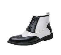 DXSYGMBN Botas de Vestir para Hombre Brogue Botines de Cuero con Cremallera Lateral Zapatos Oxford Formales Estilo Wingtip Elegante,Blanca,45 EU
