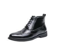 DXSYGMBN Botas de Vestir para Hombre Brogue Botines de Cuero con Cremallera Lateral Zapatos Oxford Formales Estilo Wingtip Elegante,Negro,45 EU