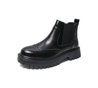 DXSYGMBN Botines Chelsea Hombre con Punta Brogue Wingtip Botas de Cuero Negro con Suela de Plataforma y Camuflaje Botines de Vestir Negocios Casual Moda,Negro,45 EU