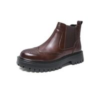DXSYGMBN Botines Chelsea Hombre con Punta Brogue Wingtip Botas de Cuero Negro con Suela de Plataforma y Camuflaje Botines de Vestir Negocios Casual Moda,Marrón,43 EU
