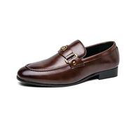 DXSYGMBN Hombres Zapatos de Lentejuelas Monk Elegantes Zapatos De Charol Formales de Vestir para Fiesta Cumpleaños Boda,Marrón,48 EU