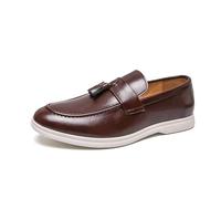 DXSYGMBN Mocasines con Borlas para Hombre Zapatos Casuales de Vestir Ligeros y Cómodos de Cuero Suave para Oficina Negocios Boda Eventos,Marrón,44 EU