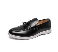 DXSYGMBN Mocasines con Borlas para Hombre Zapatos Casuales de Vestir Ligeros y Cómodos de Cuero Suave para Oficina Negocios Boda Eventos,Negro,38 EU