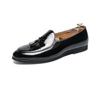 DXSYGMBN Mocasines con Borlas para Hombre Zapatos de Vestir de Charol Slip on Boda Fiesta Esmóquin Negocios Formales Zapatos Oxford Casual,Negro,45 EU