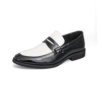 DXSYGMBN Mocasines de Cuero de Patente para Hombre Efecto Cocodrilo Zapatos de Vestir Elegantes Boda Negocios Casual,Blanca,41 EU