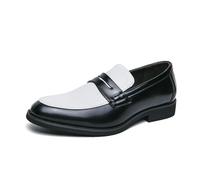 DXSYGMBN Mocasines de Cuero para Hombre Penny Loafers Clásicos Zapatos de Vestir Casual Negocios Boda Fiesta Calzado Elegante Antideslizante,White Black,47 EU