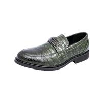 DXSYGMBN Mocasines Hombre Piel Patrón Cocodrilo, Zapatos de Vestir Casuales con Hebilla de Metal para Oficina Boda Fiesta Trabajo,Verde,38 EU