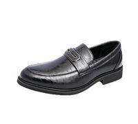 DXSYGMBN Mocasines Hombre Piel Patrón Cocodrilo, Zapatos de Vestir Casuales con Hebilla de Metal para Oficina Boda Fiesta Trabajo,Negro,39 EU