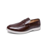 DXSYGMBN Mocasines Hombre Zapatos Piel Sintética Casuales Sin Cordones Suela Goma Antideslizante para Oficina Conducir,Marrón,41 EU