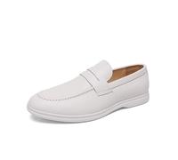DXSYGMBN Mocasines Hombre Zapatos Piel Sintética Casuales Sin Cordones Suela Goma Antideslizante para Oficina Conducir,Blanca,46 EU