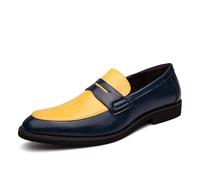 DXSYGMBN Mocasines Planos Y Transpirables De Cuero para Hombre, Hechos A Mano, Sin Cordones, para Conducir, para Negocios,Yellow Blue,39 EU
