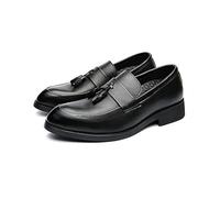 DXSYGMBN Mocasines Sin Cordones con Borlas De Cuero para Hombre Mocasines De Fumar Clásicos Penny Flats para Vestidos Informales De Negocios Fiesta De Graduación,Negro,40 EU
