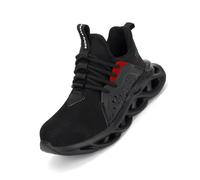 DXSYGMBN Zapatos de Trabajo Hombre Tenis de Seguridad con Puntera de Acero Deportivo Comodas Sneakers de Industria,Negro,45 EU
