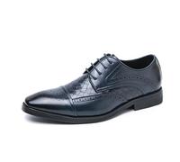 DXSYGMBN Zapatos de Vestir clásicos Oxford para Hombre, Zapatos de Vestir Formales de Negocios, Zapatos Derby con Cordones para Hombre,Azul,47 EU