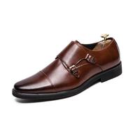 DXSYGMBN Zapatos de Vestir con Hebilla Doble para Hombre Calzado Formal de Boda Clásico Oxford Negocios Elegante Cómodo,Marrón,43 EU
