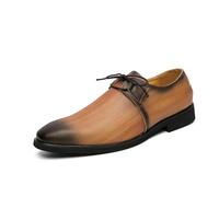 DXSYGMBN Zapatos De Vestir De Cuero Gris Degradado para Hombre - Oxford Clásicos con Cordones para Negocios, Cómodos Zapatos De Vestir De Punta Cuadrada,Marrón,41 EU