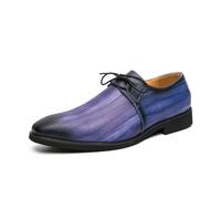 DXSYGMBN Zapatos De Vestir De Cuero Gris Degradado para Hombre - Oxford Clásicos con Cordones para Negocios, Cómodos Zapatos De Vestir De Punta Cuadrada,Azul,47 EU
