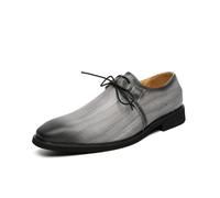 DXSYGMBN Zapatos De Vestir De Cuero Gris Degradado para Hombre - Oxford Clásicos con Cordones para Negocios, Cómodos Zapatos De Vestir De Punta Cuadrada,Gris,40 EU