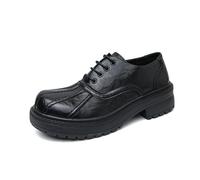 DXSYGMBN Zapatos de Vestir Gruesos para Hombre Clásicos Oxford con Punta Acanalada Negocios Informales Cordones Uniforme Comodidad Derby,Negro,46 EU