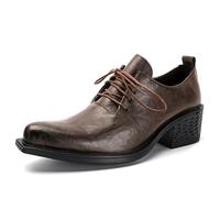 DXSYGMBN Zapatos de Vestir Hombre con Cordones Piel Auténtica Estilo Oxford Negocios Casuales Cómodos para Boda Oficina Trabajo Diario,Marrón,41 EU