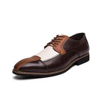 DXSYGMBN Zapatos de Vestir Hombre Oxford Derby Bicolor Cordones Calzado Elegante Formal para Negocios Boda Fiesta,Marrón,46 EU