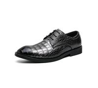 DXSYGMBN Zapatos de Vestir Hombre Piel Estampado cocodrilo Oxford clásicos con Cordones Zapatos Formales para Boda Oficina cómodos,Plata,38 EU