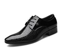 DXSYGMBN Zapatos de Vestir Oxford para Hombre con Cordones Cuero Charol Sintético Relieve Cocodrilo Calzado Formal Boda Negocios Fiesta Baile,Negro,49 EU