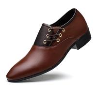 DXSYGMBN Zapatos de Vestir para Hombre Clásicos Punta Fina Oxford Cordones Zapatos Formales Negocios para Boda Fiesta Oficina,Marrón,39 EU