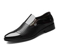 DXSYGMBN Zapatos de Vestir para Hombre Mocasines Cuero Charol Punta Fina Transpirable Zapatos Formales para Negocios Boda Fiesta,Negro,44 EU