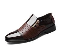 DXSYGMBN Zapatos de Vestir para Hombre Mocasines Cuero Charol Punta Fina Transpirable Zapatos Formales para Negocios Boda Fiesta,Marrón,40 EU